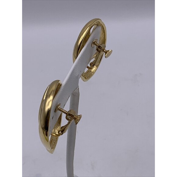 Vintage Signed Napier Gold Tone Earrings Adjustable Screw Back Signed - Picture 3 of 10